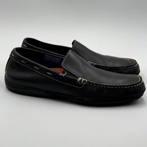 Rockport Men's 10.5M Black Leather Slip On Loafers Moc Toe Driving Shoes APM2732